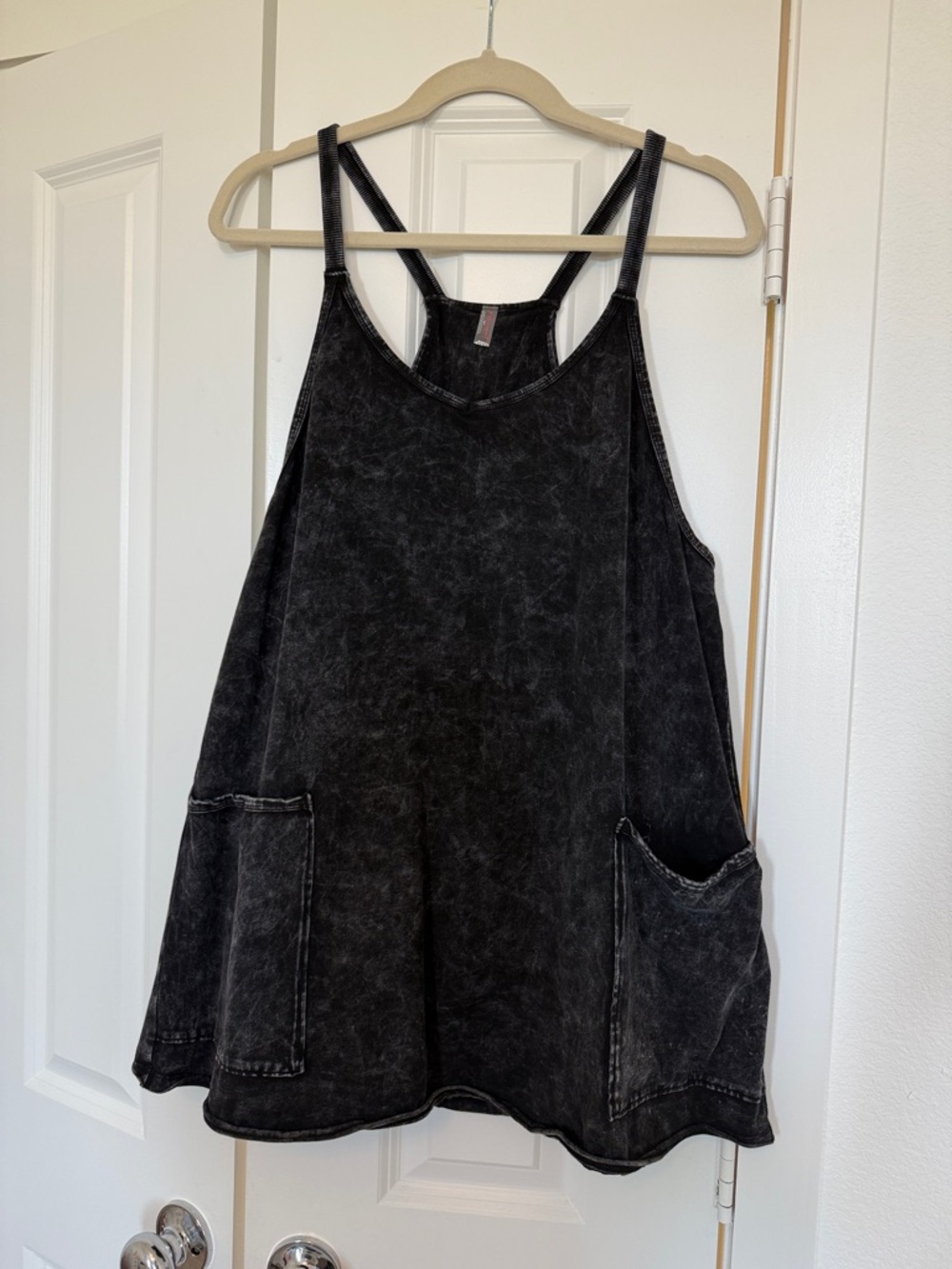 FP Movement by Free People Black Mineral-Wash Mini Tank Dress